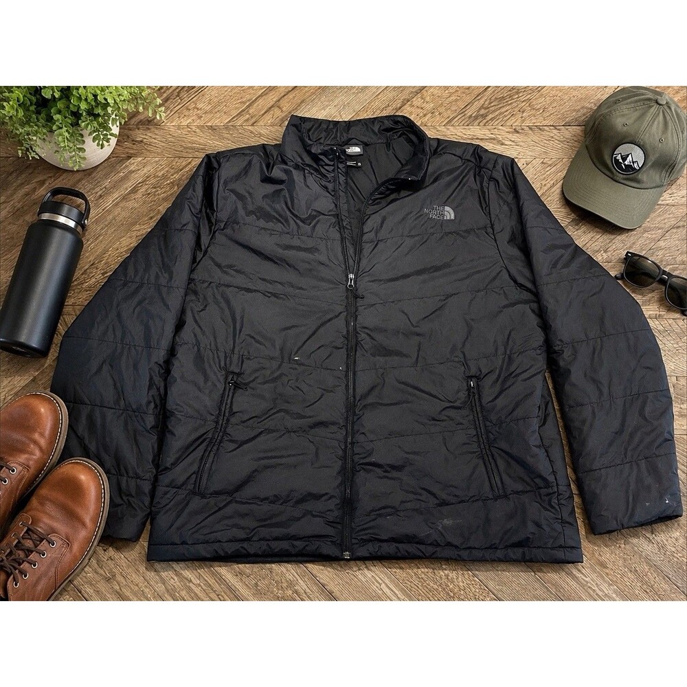The North Face Coat Men XXL 2XL Black Puffer Jacket Full Zip Lightweight Winter